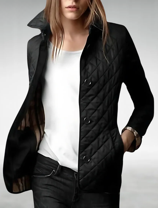 Hazel | Quilted Lightweight Jacket with Zip-Front Closure - Black