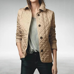 Hazel | Quilted Lightweight Jacket with Zip-Front Closure - Khaki