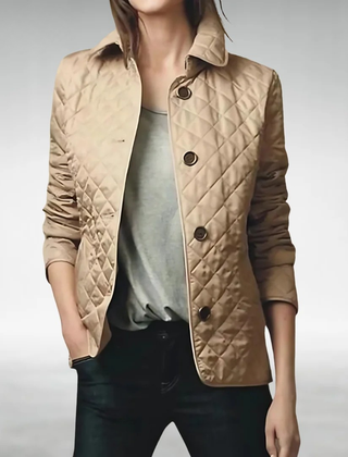 Hazel | Quilted Lightweight Jacket with Zip-Front Closure - Khaki
