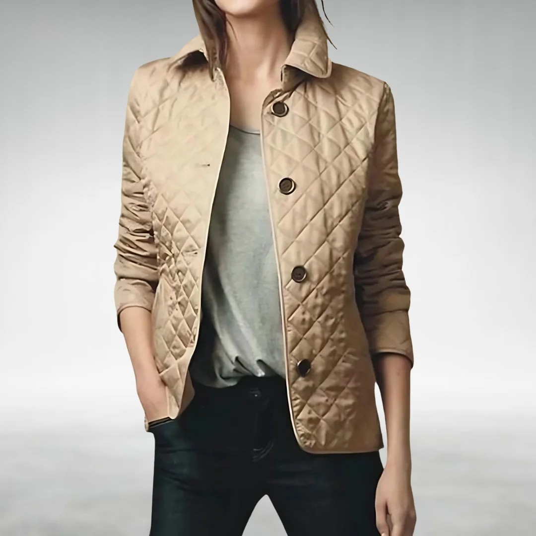 Hazel | Quilted Lightweight Jacket with Zip-Front Closure - Khaki