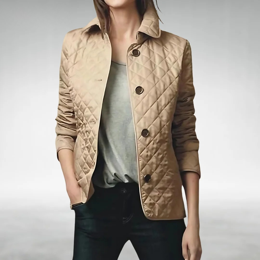 Hazel | Quilted Lightweight Jacket with Zip-Front Closure - Khaki