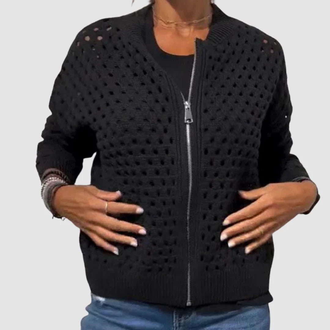Alliah | Breathable Openwork Zip Cardigan