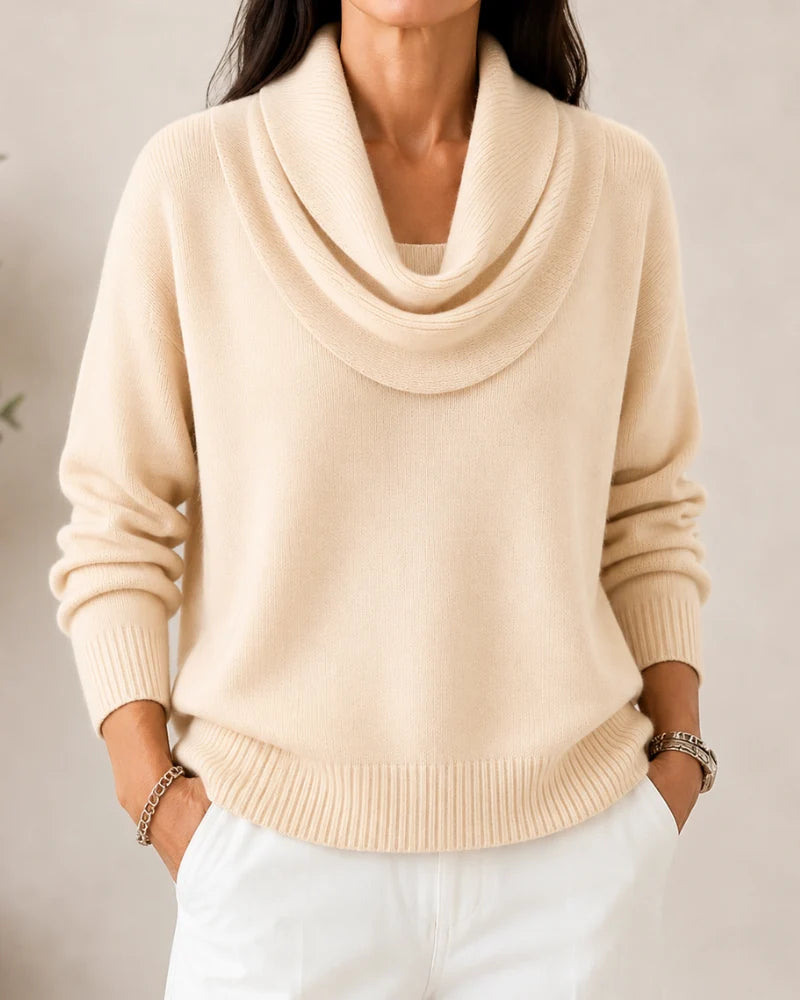 Rosie | Draped Cowl-Neck Knit Jumper