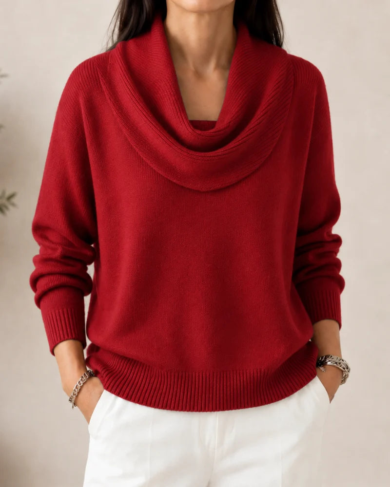 Rosie | Draped Cowl-Neck Knit Jumper