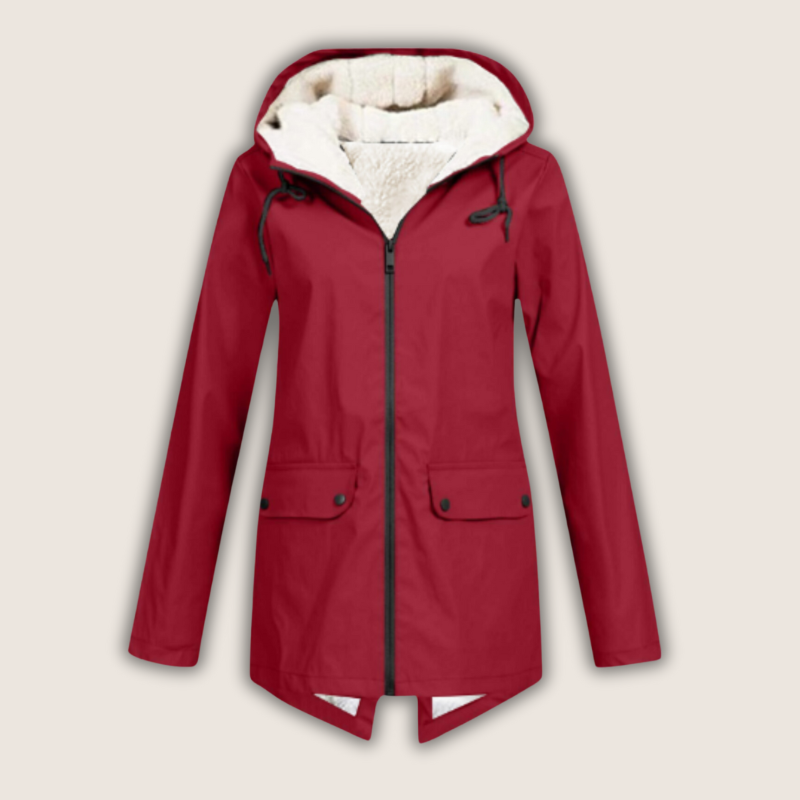 Nadia Windproof Waterproof Rain Jacket - Red