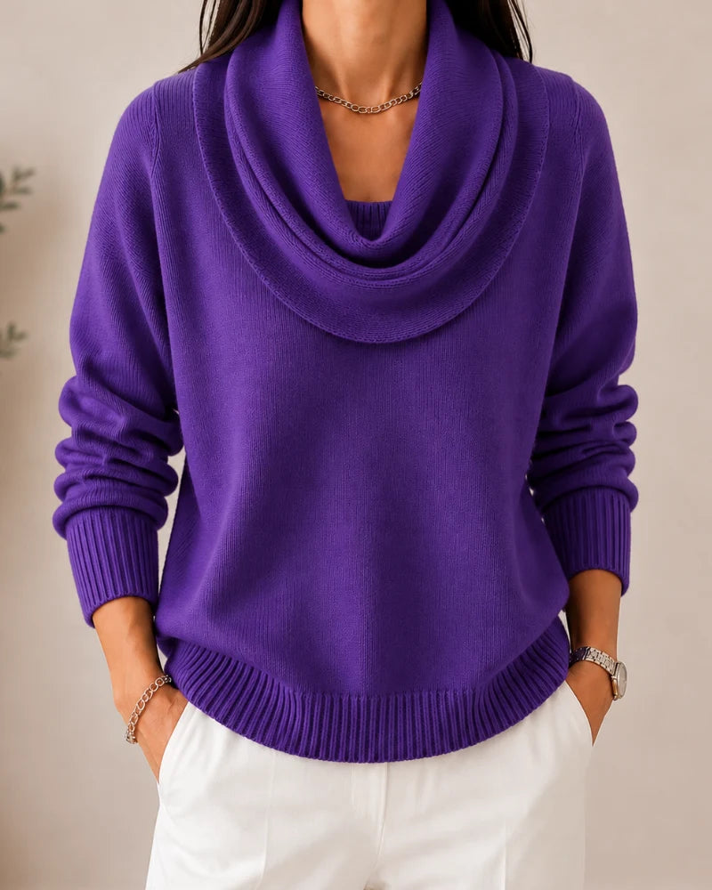 Rosie | Draped Cowl-Neck Knit Jumper
