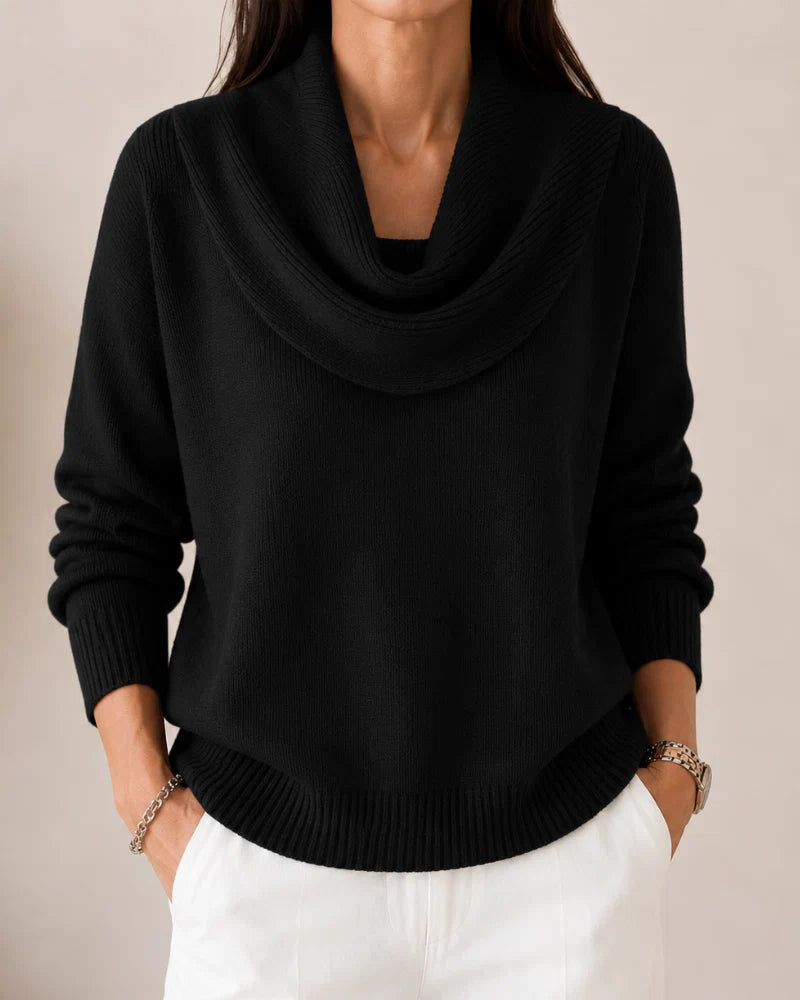 Rosie | Draped Cowl-Neck Knit Jumper