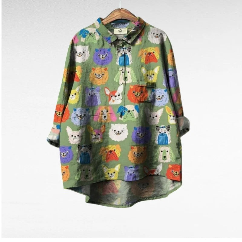 Ebb | Playful Pup Print Cotton Shirt