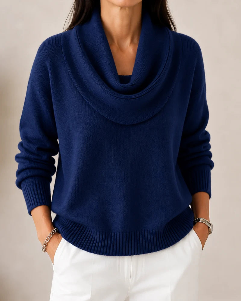 Rosie | Draped Cowl-Neck Knit Jumper