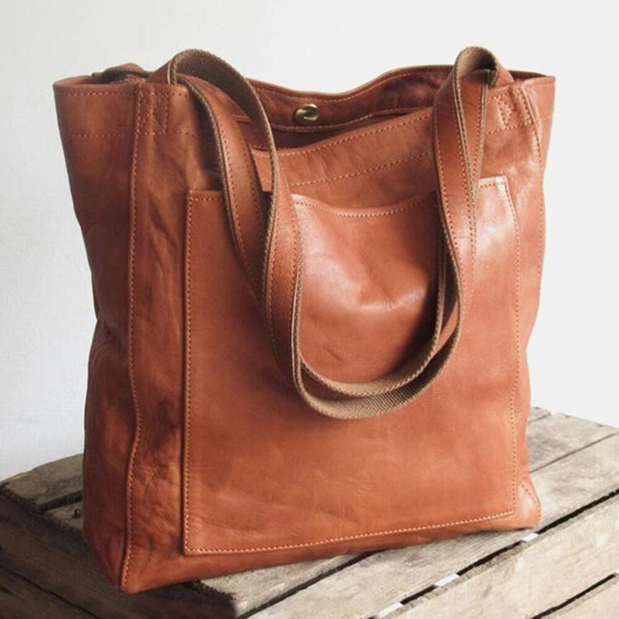 Camille Structured Vintage Shoulder Bag - Brown