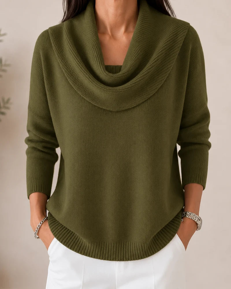 Rosie | Draped Cowl-Neck Knit Jumper