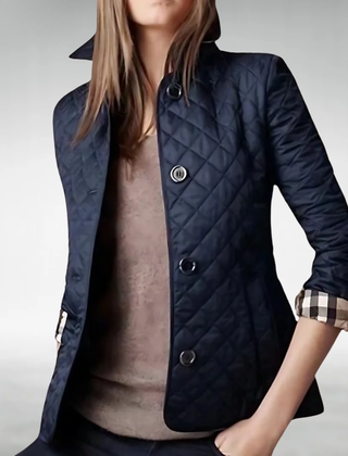 Hazel | Quilted Lightweight Jacket with Zip-Front Closure - Navy Blue