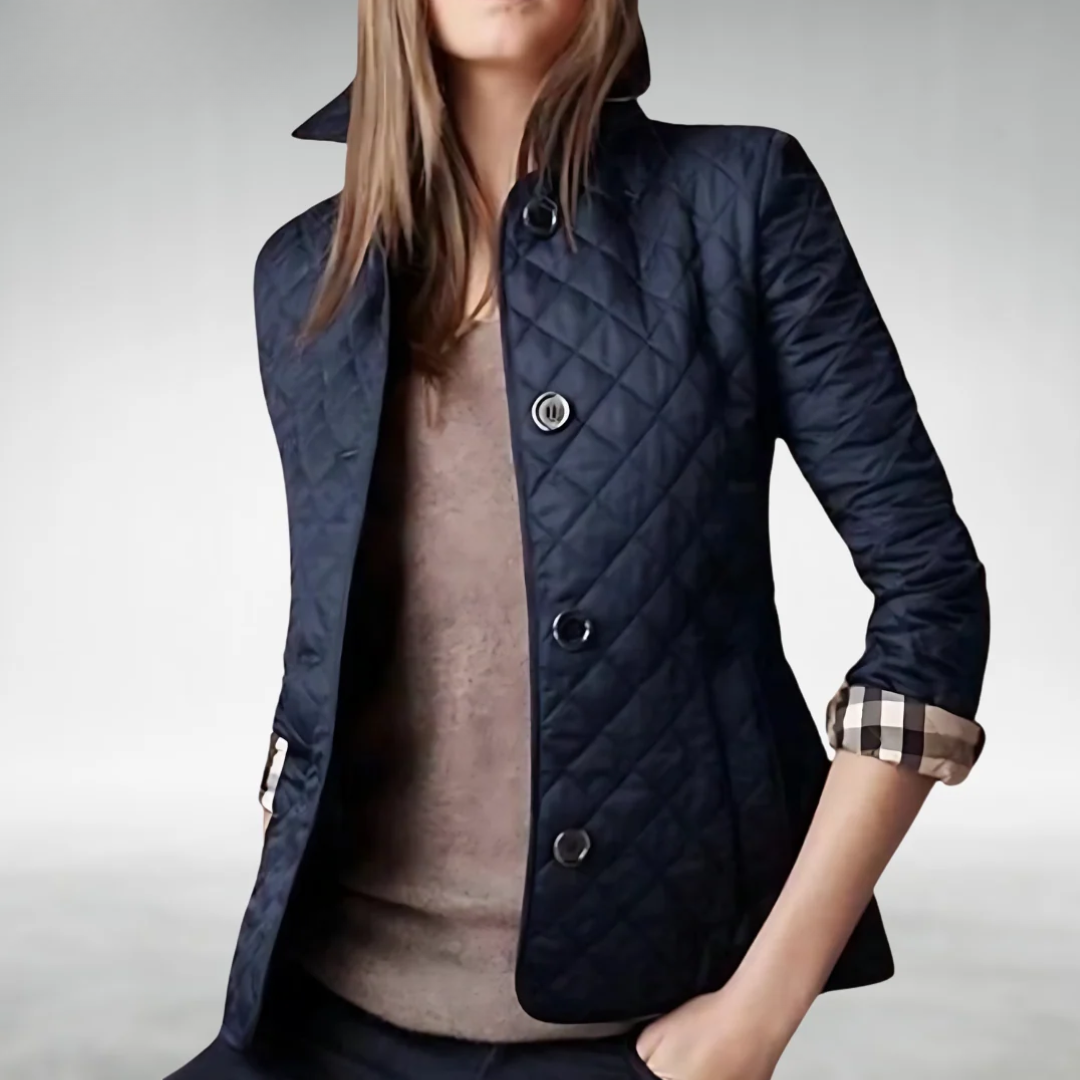 Hazel | Quilted Lightweight Jacket with Zip-Front Closure - Navy Blue