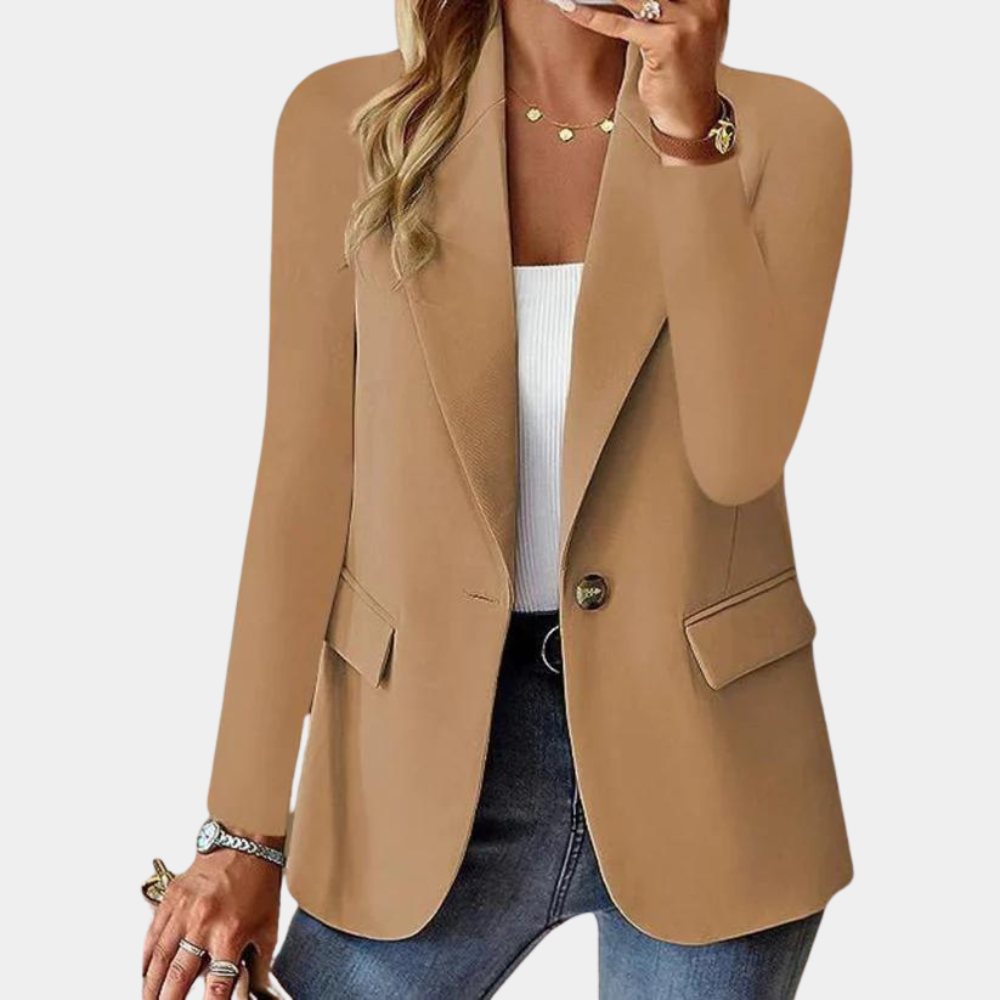 Serena Tailored Fitted Blazer - Brown