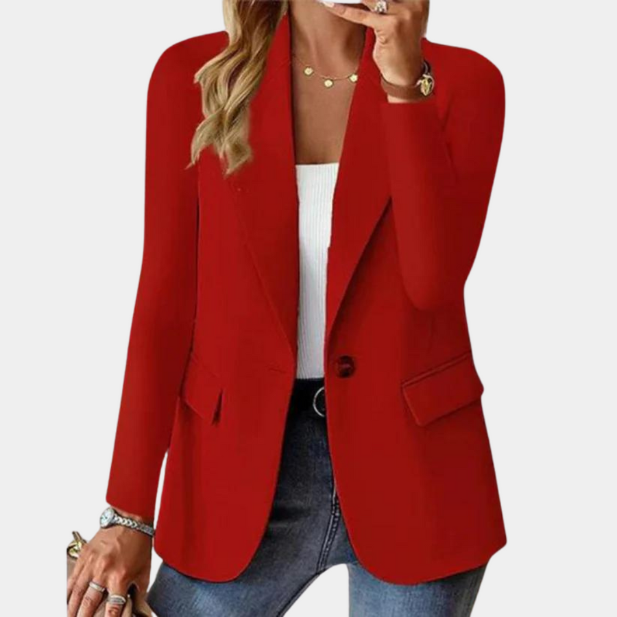 Serena Tailored Fitted Blazer - Red