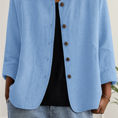 Maeve | Relaxed Draped Cardigan with Button-Front Placket - Light Blue