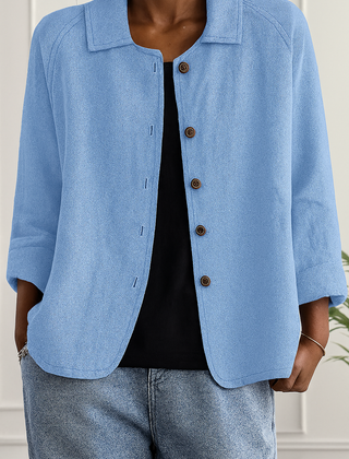 Maeve | Relaxed Draped Cardigan with Button-Front Placket - Light Blue