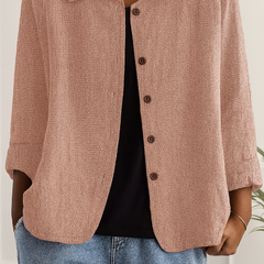 Maeve | Relaxed Draped Cardigan with Button-Front Placket - Pink