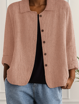 Maeve | Relaxed Draped Cardigan with Button-Front Placket - Pink