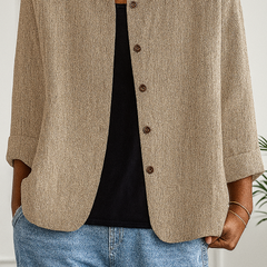 Maeve | Relaxed Draped Cardigan with Button-Front Placket - Khaki