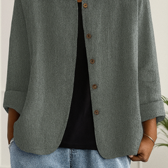 Maeve | Relaxed Draped Cardigan with Button-Front Placket - Dark Gray