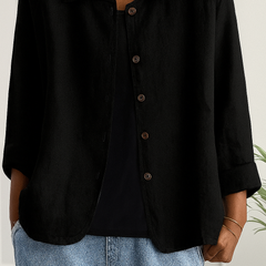 Maeve | Relaxed Draped Cardigan with Button-Front Placket - Black