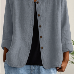 Maeve | Relaxed Draped Cardigan with Button-Front Placket - Light Gray
