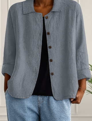 Maeve | Relaxed Draped Cardigan with Button-Front Placket - Light Gray