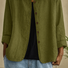Maeve | Relaxed Draped Cardigan with Button-Front Placket - Olive Green