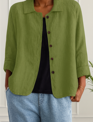 Maeve | Relaxed Draped Cardigan with Button-Front Placket - Green