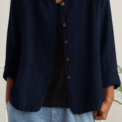 Maeve | Relaxed Draped Cardigan with Button-Front Placket - Blue