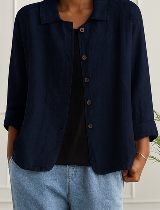 Maeve | Relaxed Draped Cardigan with Button-Front Placket - Blue