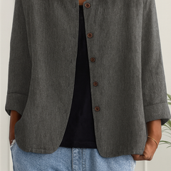 Maeve | Relaxed Draped Cardigan with Button-Front Placket - Gray