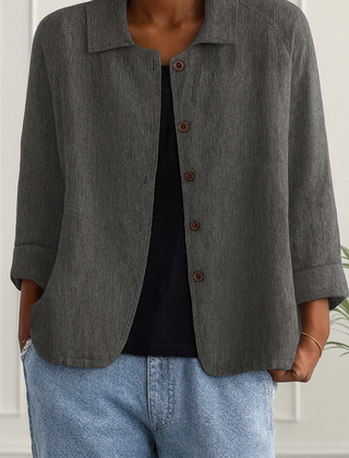 Maeve | Relaxed Draped Cardigan with Button-Front Placket - Gray