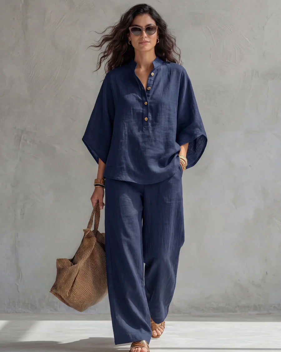 Amara | Relaxed Two-Piece Shirt & Wide Leg Trouser Set