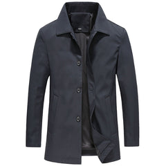 Fergus | Classic Button-Up Jacket with Point Collar - Navy Blue