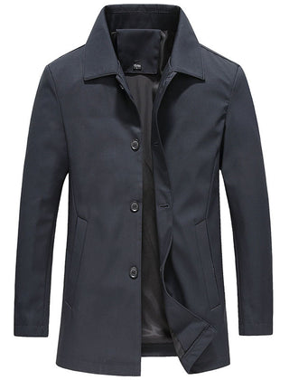 Fergus | Classic Button-Up Jacket with Point Collar - Navy Blue