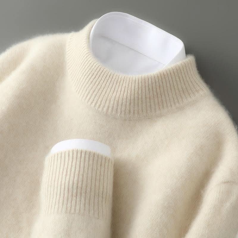 Ruby | Ribbed Relaxed Sweater with Mock Neck - Cream
