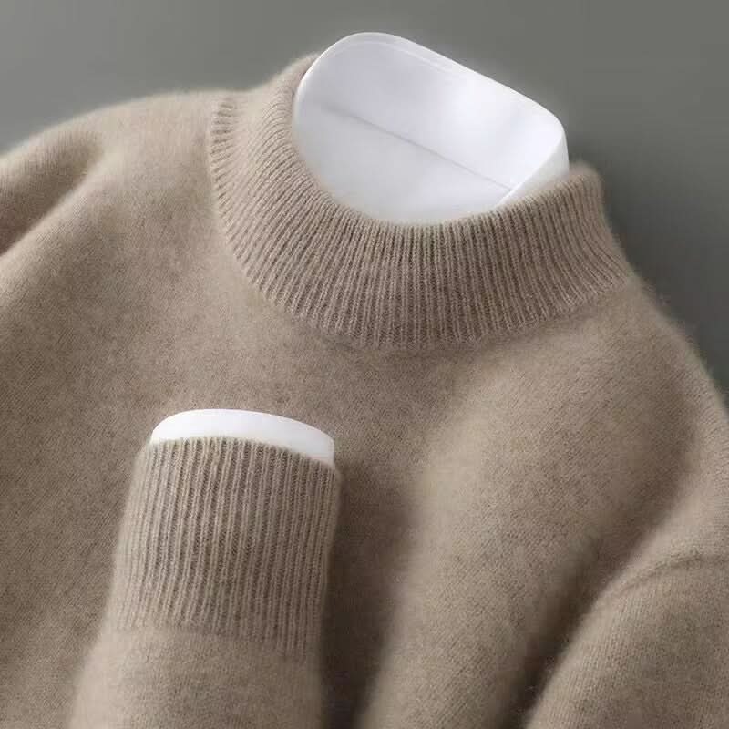 Ruby | Ribbed Relaxed Sweater with Mock Neck - Brown