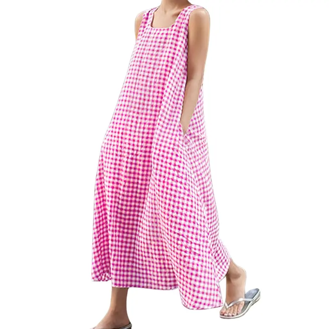 LOURDES™ – Breezy Plaid Pocket A-Line Dress