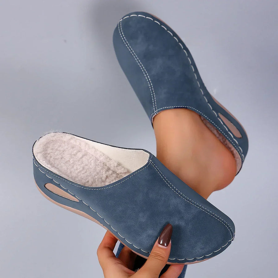 Tessa | Cushioned Slip-On Slippers with Contoured Footbed - Blue