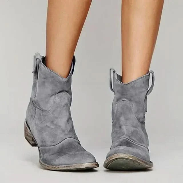 Sofia | Suede Western-Style Ankle Boots