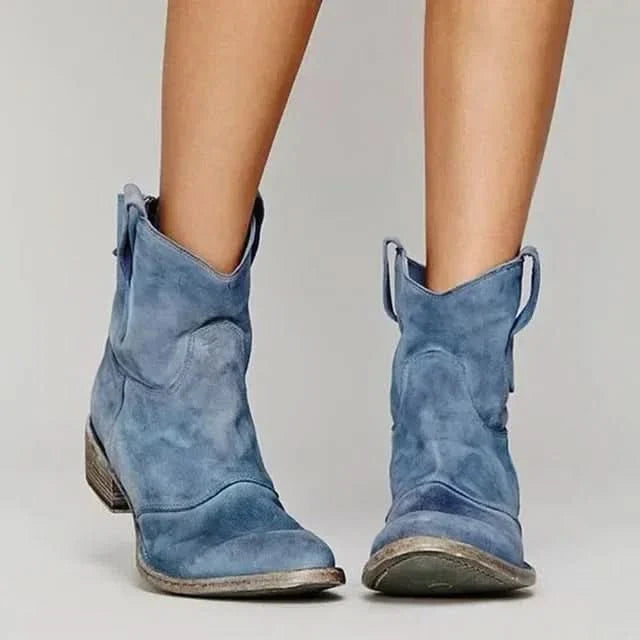 Sofia | Suede Western-Style Ankle Boots