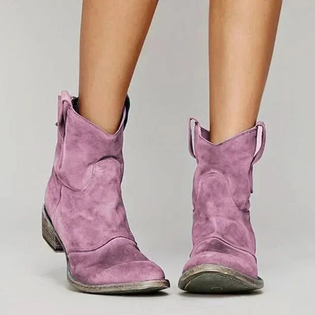 Sofia | Suede Western-Style Ankle Boots