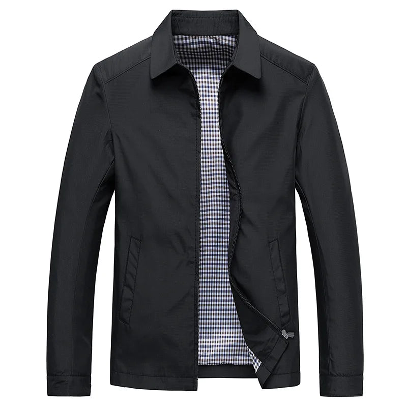 Grant Minimalist Zip-Front Jacket - Black