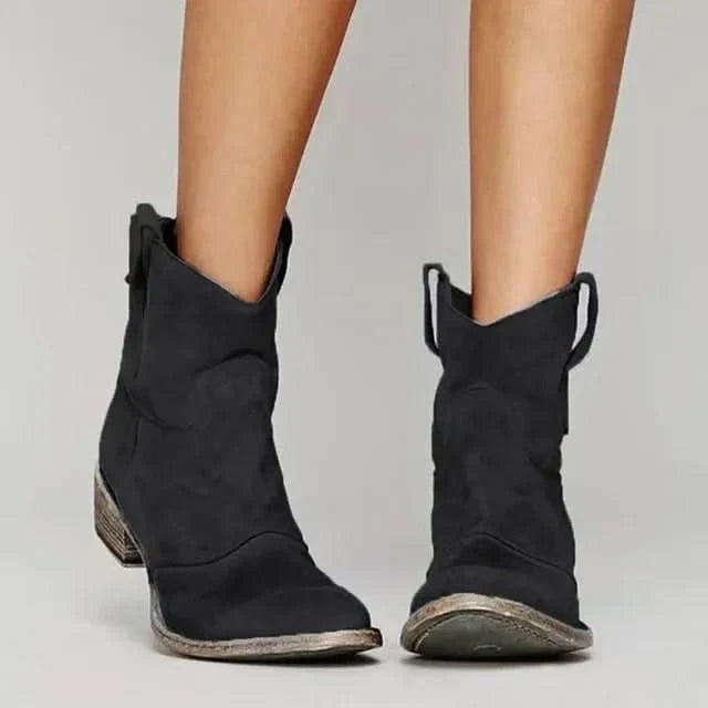 Sofia | Suede Western-Style Ankle Boots