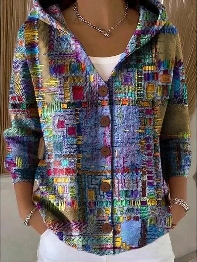 Olivia | Rainbow Weave Print Cardigan