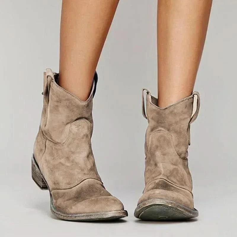 Sofia | Suede Western-Style Ankle Boots