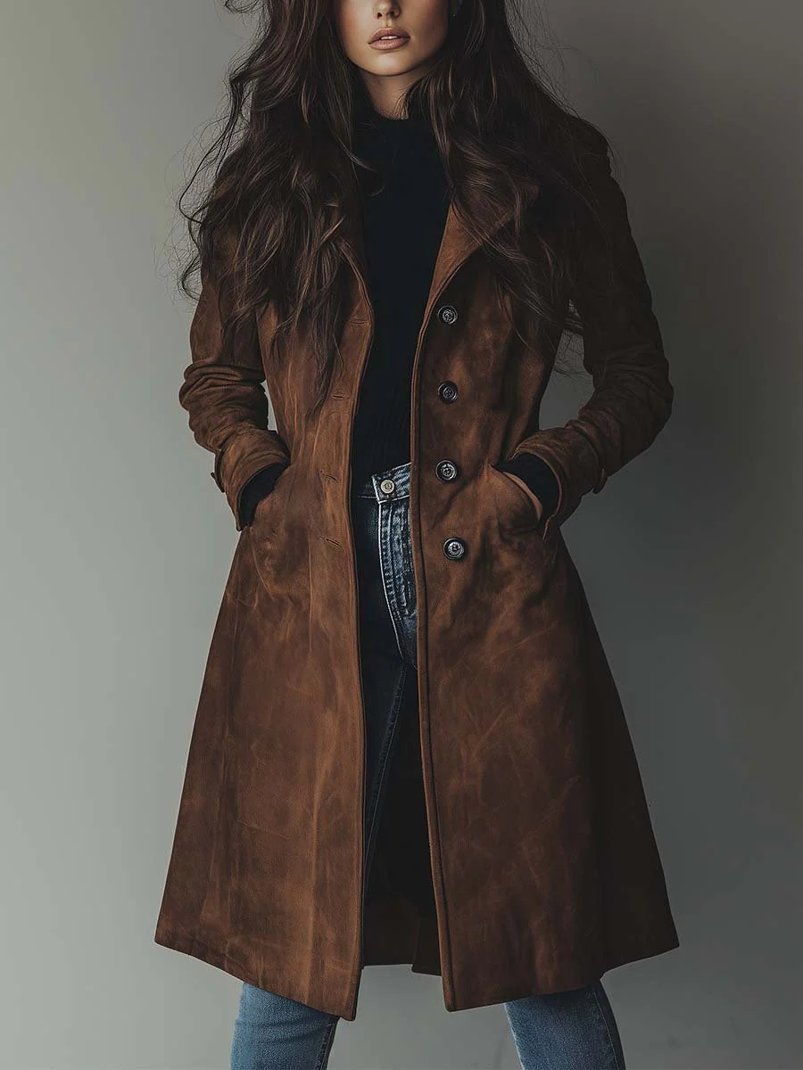 Margot Structured Double-Breasted Trench Coat - Brown