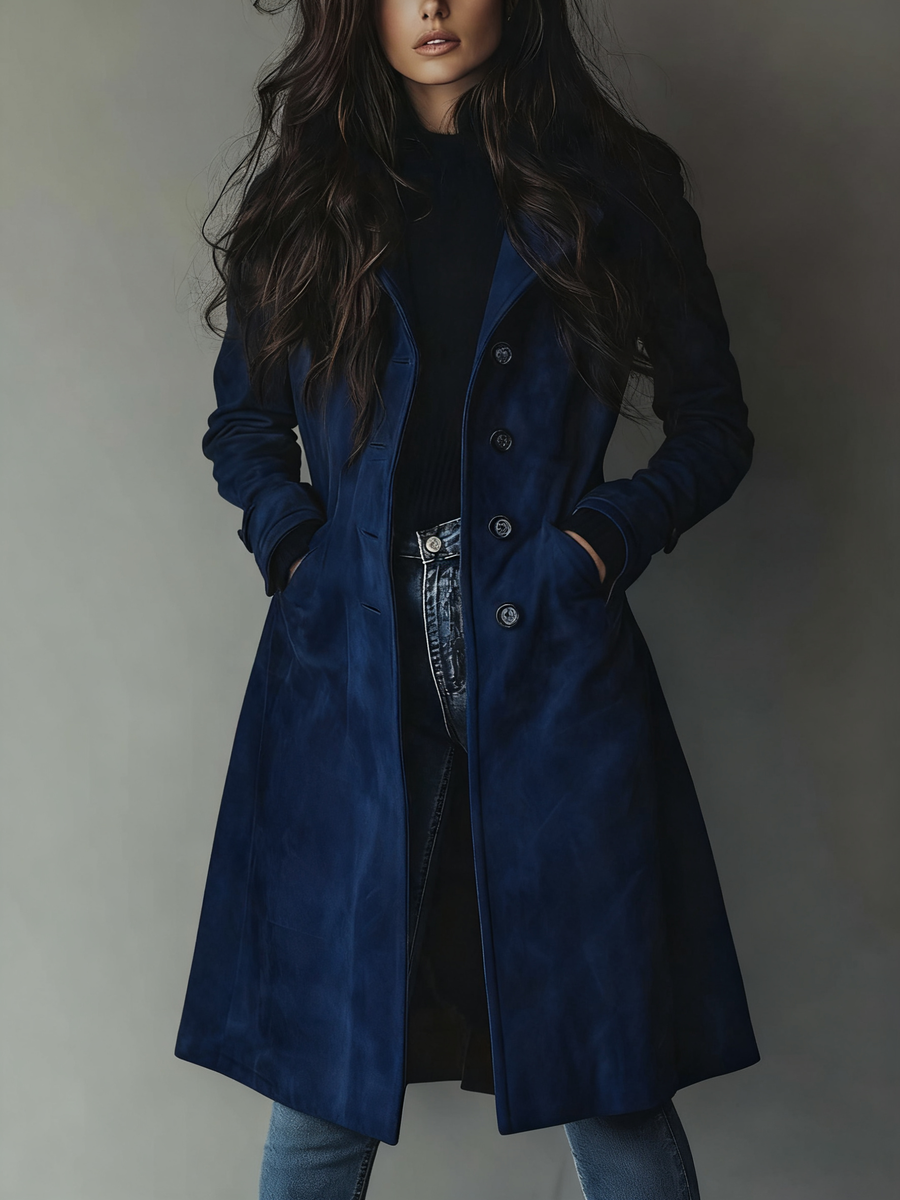 Margot Structured Double-Breasted Trench Coat - Navy
